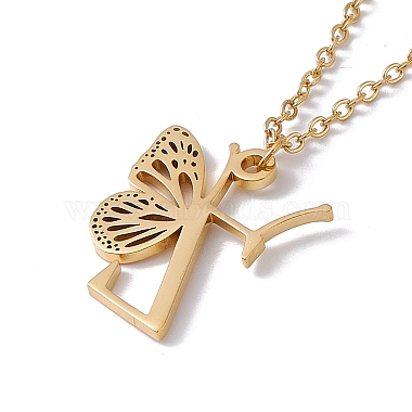 Lettre initiale avec collier pendentif papillon(NJEW-C026-01G-Z)-3