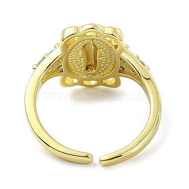 Brass with Cubic Zirconia Open Cuff Ring(RJEW-B051-55G)-3