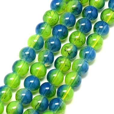 8mm GreenYellow Round Glass Beads