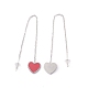 Aretes colgantes de cadena larga con corazón esmaltado(EJEW-A067-01P-B)-2