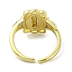 Brass with Cubic Zirconia Open Cuff Ring(RJEW-B051-55G)-3