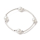 Glass Pearl & Synthetic Hematite & Brass Tube Beaded Stretch Bracelet for Women(BJEW-JB09264)-1