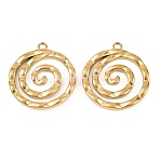 304 Stainless Steel Pendants, Hammered Vortex Charm, Golden, 39x36.5x4mm, Hole: 3.5mm(STAS-F339-06G)