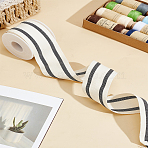 5 Yards Cotton Ribbon, Handmade Sweater Ribbon Trim Decoration, for DIY, Package, Stripe Pattern, with 1Pc Plastic Empty Spools, Black, 1-1/2 inch(38mm), about 4.98 Yards(4.55m)/Set(SCRA-LP0001-01A)