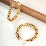 201 Stainless Steel Hoop Earring for Women, Real 18K Gold Plated, Ring, 55x55mm(MC0462-2)