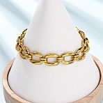 304 Stainless Steel Rectangle Link Chain Bracelets for Women, Golden, 6.69 inch(17cm)(BJEW-F536-18G)