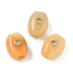 Natural Topaz Jade European Beads, Oval Large Hole Beads with Brass Micro Pave Clear Cubic Zirconia Findings, Golden, 19.5~20x15~15.5x13~13.5mm, Hole: 5.5mm(GG-CBA105B-02A-G)