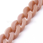 Handmade Acrylic Curb Chains, Imitation Gemstone, for Handbag Chain Making, Dark Salmon, Link: 23x16.5x5mm, 39.37 inch(1m)/strand(X-AJEW-JB00679-02)