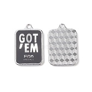 Acrylic Pendants, with Platinum Tone Alloy Findings, Lead Free & Cadmium Free, Rectangle, Black, 36.5x25x3mm, Hole: 3mm(FIND-A029-03P)