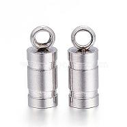 201 Stainless Steel Cord Ends, End Caps, Tube, Stainless Steel Color, 8x3mm, Hole: 1.2mm, Inner Diameter: 2mm(STAS-G122-02P)