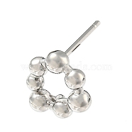 Brass Ear Studs Findings, Ball Beads, Platinum, 11x10mm, Hole: 0.8mm, Pin: 12mm(KK-R154-07P)