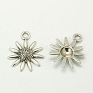 Tibetan Style Alloy Pendants, Lead Free, Nickel Free and Cadmium Free, Sunflower, Antique Silver, 22x18x3.5mm, Hole: 3mm.(X-LF8977Y-NF)