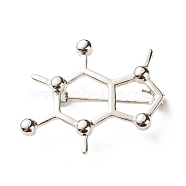 Hollow Chemistry Molecular Structure Brooch, Chemical Formula Iron Alloy Lapel Pin for Nurse Teacher Student, Platinum, 34.5x37x10mm(JEWB-C012-09E)