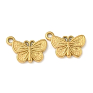 Ion Plating(IP) 304 Stainless Steel Charms, Butterfly Charm, Real 18K Gold Plated, 10.5x15.5x1.5mm, Hole: 1.6mm(STAS-N103-111G)