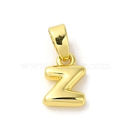 Rack Plating Brass Charms, Real 18K Gold Plated, Long-Lasting Plated, Cadmium Free & Lead Free, Letter Z, 9.5x7x2.5mm, Hole: 5x2.5mm(KK-C053-04G-Z)