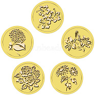 Gold Foil Paper Picture Stickers, Round Dot Decorative Stickers, Flower, 205x210mm, Sticker: 38.1mm(STIC-WH0030-005)