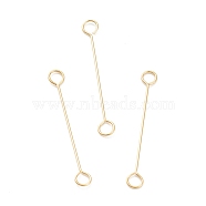 316 Surgical Stainless Steel Eye Pins, Double Sided Eye Pins, Real 18K Gold Plated, 20x2.5x0.4mm, Hole: 1.6mm(STAS-P277-A02-G)