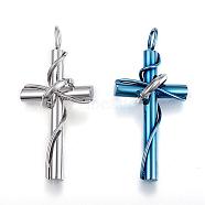 304 Stainless Steel Pendants, Cross, Mixed Color, 47x22x11mm, Hole: 5x3mm(STAS-H329-51)