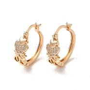 Brass Cubic Zirconia Hoop Earrings for Women, Heart, Light Gold, 22x19x8mm(EJEW-M238-10KCG)