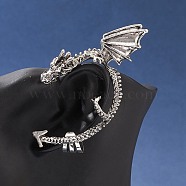Alloy Dragon Cuff Earrings, Climber Wrap Around Earrings, No Piercing Ear Clips for Men Women, Antique Silver, 82x39x17mm(EJEW-FS0001-08)
