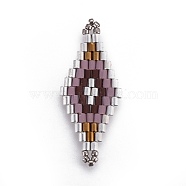 MIYUKI & TOHO Handmade Japanese Seed Beads Links, Loom Pattern, Rhombus, Colorful, 31.4~33x12.7~13.4x1.6~1.7mm, Hole: 1~1.4mm(SEED-E004-F26)