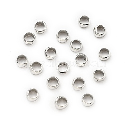 Brass Crimp Beads, Platinum, 5x2.5mm, Hole: 3.5mm(KK-S509-01P-06)