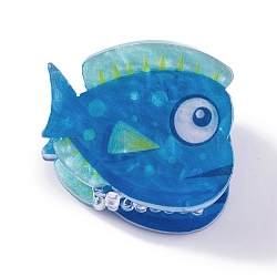 Cute Mini Tropical Fish Acrylic Claw Hair Clips, Sea Animal Hair Accessories for Girls, Dodger Blue, 21.5x25.5x19mm(PHAR-A012-04A)