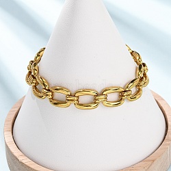 304 Stainless Steel Rectangle Link Chain Bracelets for Women, Golden, 6.69 inch(17cm)(BJEW-F536-18G)