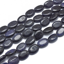 Synthetic Blue Goldstone Beads Strands, Oval, 14x10x4.5mm, Hole: 1mm, about 28pcs/strand, 15.3 inch(39cm)(G-G793-21A-02)