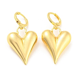 Rack Plating Brass Heart Dangle Leverback Earrings, Long-Lasting Plated, Lead Free & Cadmium Free, Real 18K Gold Plated, 41x20mm(EJEW-A028-22G)