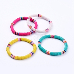 Handmade Polymer Clay Heishi Beads Stretch Bracelets, Mixed Color, 2-1/8 inch(5.3cm)(BJEW-JB05087)
