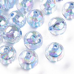 Transparent Acrylic Beads, AB Color Plated, Round, Cornflower Blue, 16x15mm, Hole: 2.8mm, about 220pcs/500g(MACR-S370-B16mm-749)