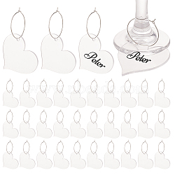 DIY Blank Wine Glass Charm Making Kit, Including Acrylic Pendant, Iron Hoop Earrings, Wine Glass Charm Rings, Heart, 80Pcs/box, 45x49.5x2mm, Hole: 3mm(DIY-FG0004-59A)