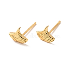 Brass Ginkgo Leaf Stud Earrings for Women, Cadmium Free & Nickel Free & Lead Free, Real 18K Gold Plated, 6.5x7.5mm, Pin: 0.6mm(EJEW-P199-18G)