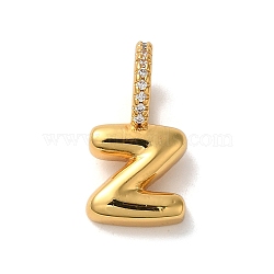 Brass Micro Pave Cubic Zirconia Pendants, Lead Free & Cadmium Free, Long-Lasting Plated Letter Z, 18x10x9mm, Hole: 5mm(KK-K345-13Z-G)