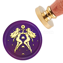 Brass Wax Seal Stamp with Handle, for DIY Scrapbooking, Gemini, 3.5x1.18 inch(8.9x3cm)(AJEW-WH0184-0353)