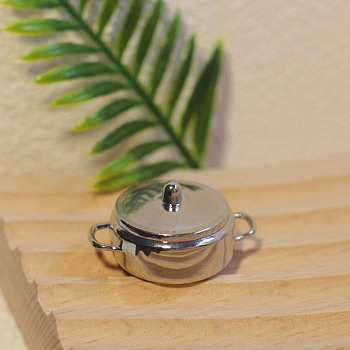 Alloy Pot, Dollhouse Kitchen Accessories, for Home Decoration, Silver, 33x17mm