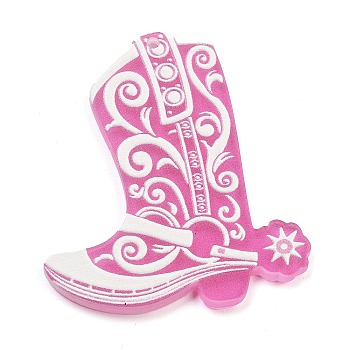 Printed Acrylic Pendants, Boot, Pearl Pink, 48x42x2.5mm, Hole: 2mm