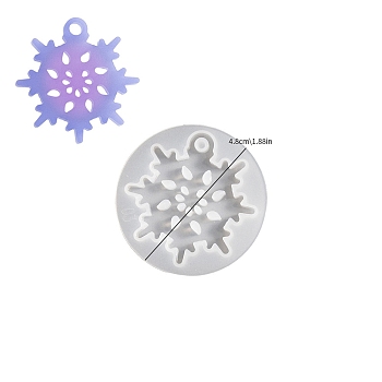 Christmas Snowflake DIY Silicone Pendant Molds, Resin Casting Molds, For UV Resin, Epoxy Resin Jewelry Pendant Making, White, 49x5mm, Hole: 4mm, Inner Diameter: 43x40mm