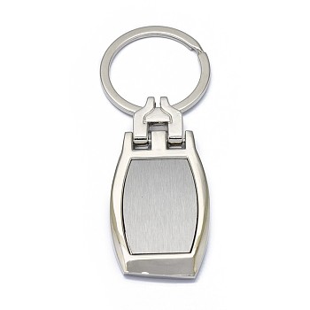 Zinc Alloy Keychain, with Iron Key Rings, Platinum, 84mm, Pendant: 56x27.5x4mm