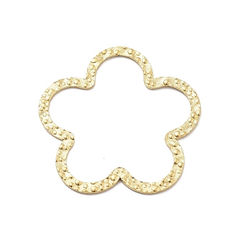 304 Stainless Steel Textured Linking Rings, Real 18K Gold Plated, Flower, 29x30x1mm, Inner Diameter: 22x26mm