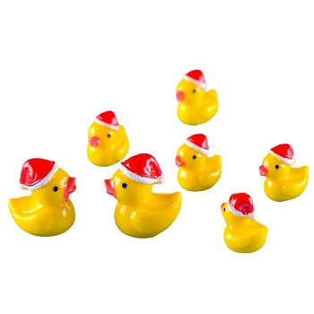 Mini Duck Resin Display Decorations, for Dollhouse Accessories Pretending Prop Decorations, Yellow, 25x26mm