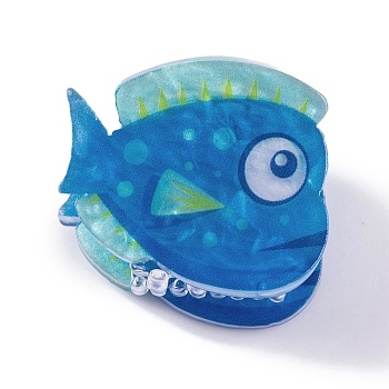 Cute Mini Tropical Fish Acrylic Claw Hair Clips, Sea Animal Hair Accessories for Girls, Dodger Blue, 21.5x25.5x19mm