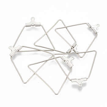 304 Stainless Steel Wire Pendants, Hoop Earring Findings, Trapezoid, Stainless Steel Color, 24 Gauge, 26~26.5x27~28x0.5mm, Hole: 1mm