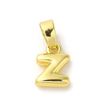 Rack Plating Brass Charms, Real 18K Gold Plated, Long-Lasting Plated, Cadmium Free & Lead Free, Letter Z, 9.5x7x2.5mm, Hole: 5x2.5mm