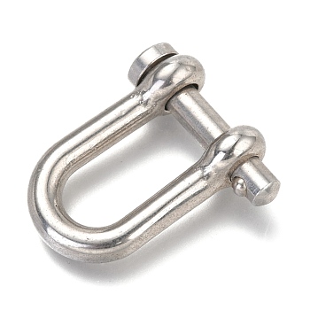 304 Stainless Steel D-Ring Anchor Shackle Clasps, Stainless Steel Color, 33.5x28x10mm