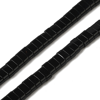 Natural Black Onyx Beads Strands, 2-Hole, Rectangle, 2.5~3x5x2.5mm, Hole: 0.8mm, about 138~140pcs/strand, 15.28''~15.31''(38.8~38.9cm)