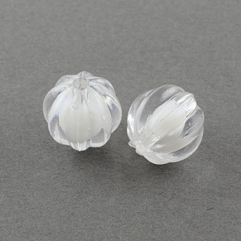 Transparent Acrylic Beads, Bead in Bead, Round, Pumpkin, Clear, 8mm, Hole: 2mm, about 2150pcs/500g
