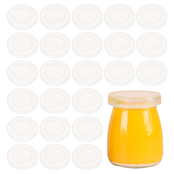 Plastic Bottle Caps Replacement for Glass Pudding Bottle, Bottle Lids, Flat Round, White, 53x11mm, Inner Diameter: 51mm