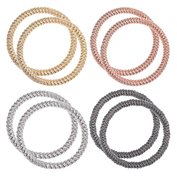 8Pcs 4 Colors Steel Wire Wrap Chain Stretch Bracelets Set, Guitar String Coil Bracelets for Women, Mixed Color, Inner Diameter: 2-3/8 inch(5.9cm), 2Pcs/color